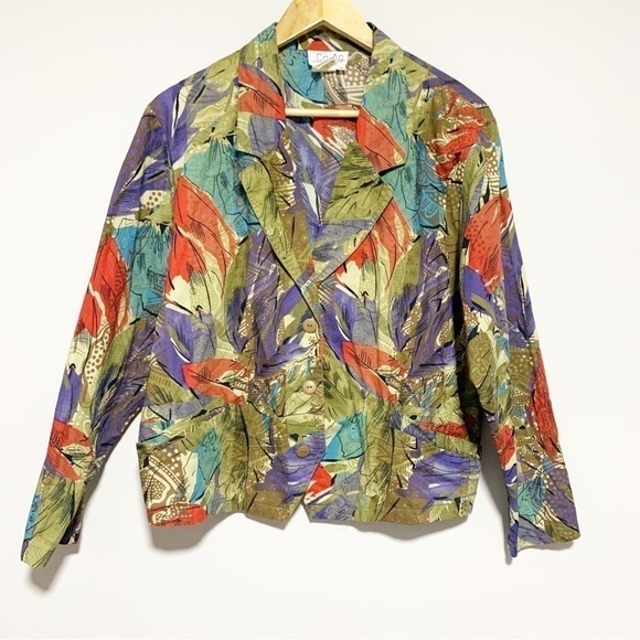 VINTAGE Como Diffusion Cotton with Abstract Pattern Blazer Size 12 - Picture 2 of 12